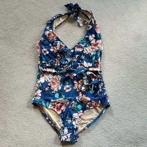 Here Comes Ruffle 1pc Swimsuit Botanical Garden Lg